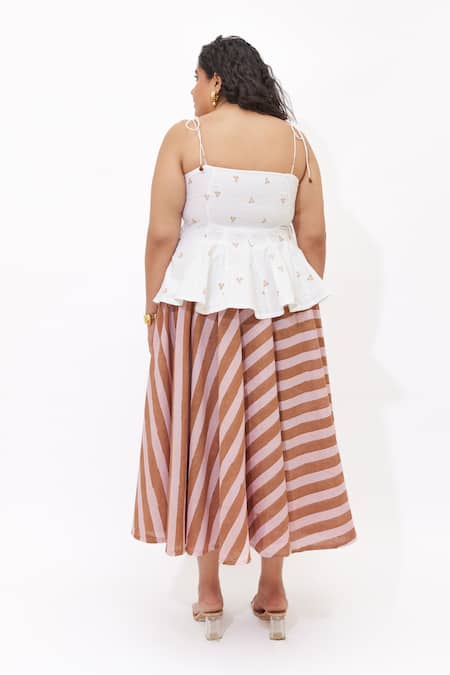 Aapro Terra Multi Colour Peplum Top & Skirt Set 