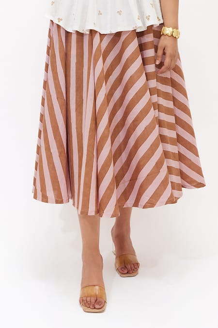 Shop_Aapro_White Cotton Terra Multi Colour Peplum Top And Skirt Set _Online_at_Aza_Fashions