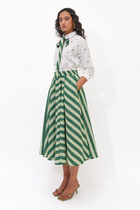 Shop_Aapro_White Cotton Collared Gaia Block Printed Skirt Set _Online_at_Aza_Fashions