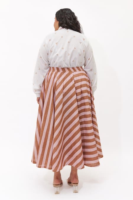 Aapro Roselle Multi Colour Hand Block Printed Skirt Set 