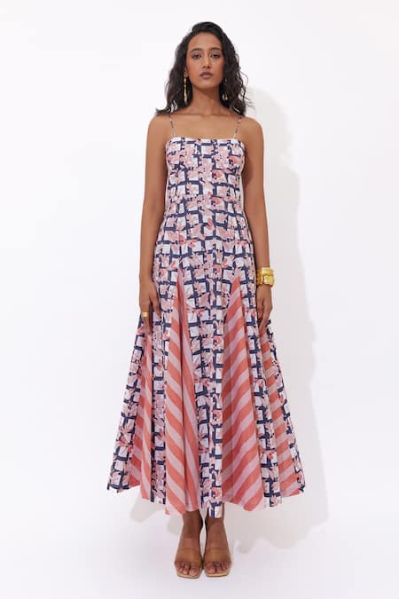 Aapro Briony Fit and Flare Hand Block Printed Dress 