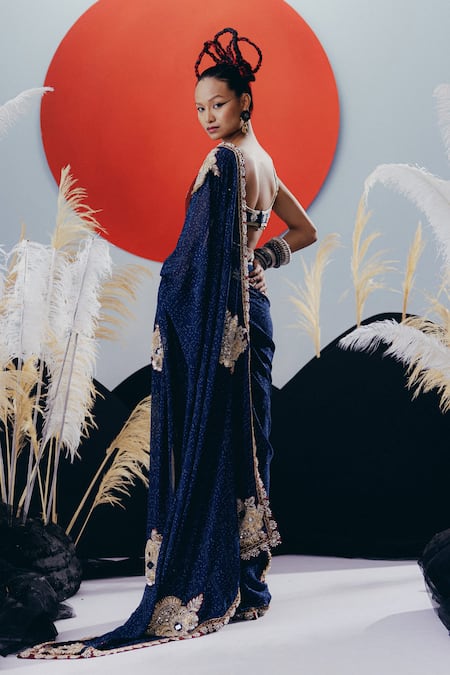 Krisha Sunny Ramani Designer Pre-Draped Saree with Blouse 