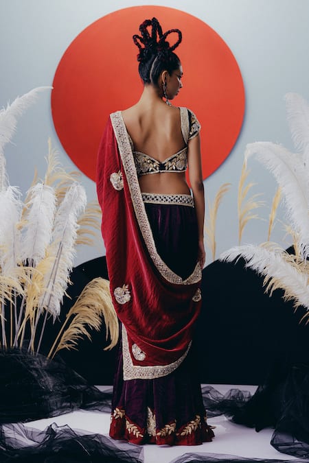 Krisha Sunny Ramani Designer Maroon Lehenga Set 