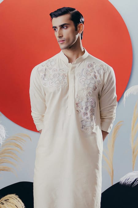 Buy Krisha Sunny Ramani Ivory Cotton, Silk Designer Kurta Pant Set Online at Aza Fashions Buy_Krisha Sunny Ramani_Ivory Cotton, Silk Designer Kurta Pant Set _Online_at_Aza_Fashions