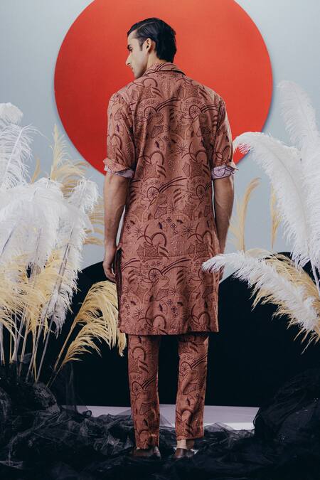 Krisha Sunny Ramani Brown Printed Kurta & Pant Set 