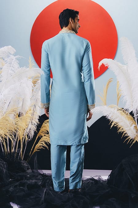 Krisha Sunny Ramani Designer Blue Cotton Silk Kurta Set 