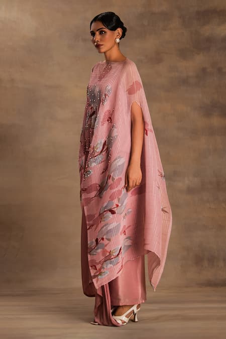 Buy Preeti Mehta Pink Lurex, Chiffon Beads Round Neck Pakeezah Kaftan And Dhoti Skirt Online at Aza Fashions Buy_Preeti Mehta_Pink Lurex, Chiffon Beads Round Neck Pakeezah Kaftan And Dhoti Skirt _Online_at_Aza_Fashions