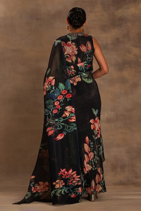 Preeti Mehta Forest Flora Pre-Draped Saree With Blouse 