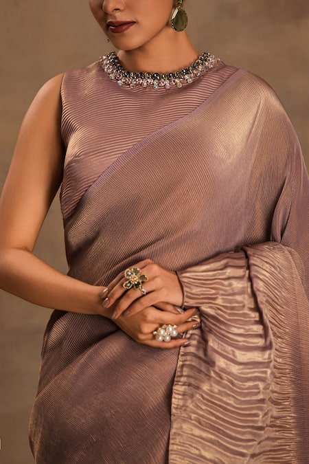 Shop Preeti Mehta Purple Georgette Beads, Sequins Round Neck Noor-e-lavender Saree With Blouse Online at Aza Fashions Shop_Preeti Mehta_Purple Georgette Beads, Sequins Round Neck Noor-e-lavender Saree With Blouse _Online_at_Aza_Fashions