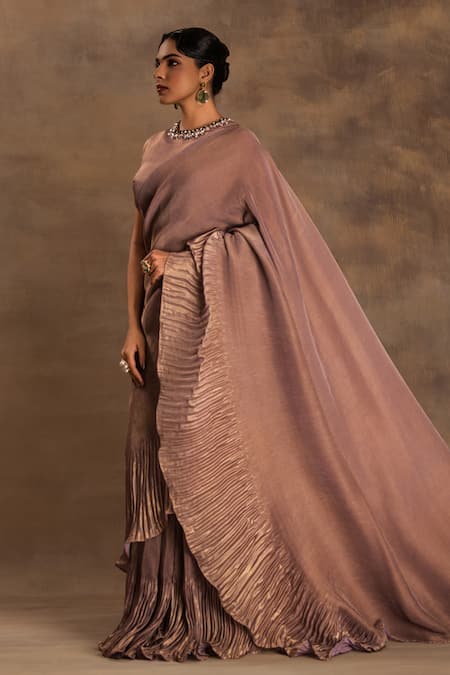 Preeti Mehta Purple Georgette Beads, Sequins Round Neck Noor-e-lavender Saree With Blouse at Aza Fashions Preeti Mehta_Purple Georgette Beads, Sequins Round Neck Noor-e-lavender Saree With Blouse _at_Aza_Fashions