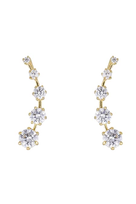 Shop Sica Jewellery White Crystals 925 Silver Balsam Earcuffs at Aza Fashions Shop_Sica Jewellery_White Crystals 925 Silver Balsam Earcuffs _at_Aza_Fashions