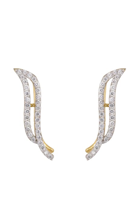 Shop Sica Jewellery White Crystals 925 Silver Frangipani Earcuffs at Aza Fashions Shop_Sica Jewellery_White Crystals 925 Silver Frangipani Earcuffs _at_Aza_Fashions