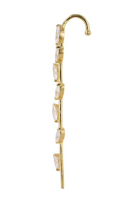 Sica Jewellery White Stones 925 Silver Myrtle Earcuffs Online at Aza Fashions Sica Jewellery_White Stones 925 Silver Myrtle Earcuffs _Online_at_Aza_Fashions