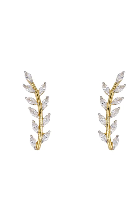 Shop Sica Jewellery White Stones 925 Silver Periwinkle Earcuffs at Aza Fashions Shop_Sica Jewellery_White Stones 925 Silver Periwinkle Earcuffs _at_Aza_Fashions