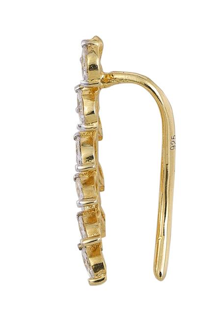 Sica Jewellery White Stones 925 Silver Periwinkle Earcuffs Online at Aza Fashions Sica Jewellery_White Stones 925 Silver Periwinkle Earcuffs _Online_at_Aza_Fashions