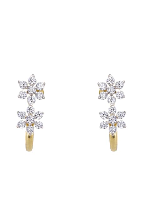 Shop Sica Jewellery White Stones 925 Silver Rohira Earrings at Aza Fashions Shop_Sica Jewellery_White Stones 925 Silver Rohira Earrings _at_Aza_Fashions