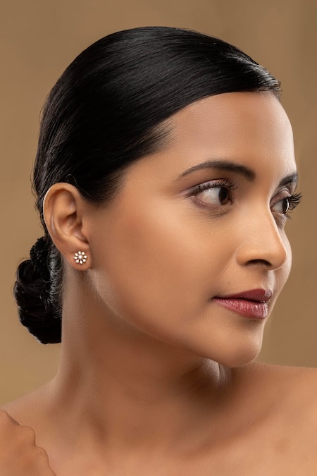 Buy Sica Jewellery White 925 Silver Ware Earrings at Aza Fashions Buy_Sica Jewellery_White 925 Silver Ware Earrings _at_Aza_Fashions