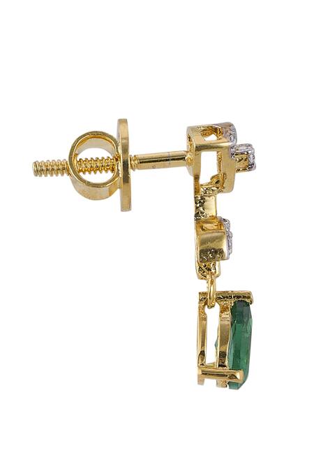 Sica Jewellery_Green Stones, 925 Silver Spirea Earrings _Online_at_Aza_Fashions