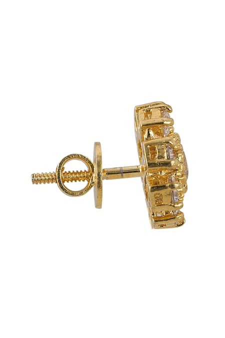 Sica Jewellery_Gold Plated Crystals 925 Silver Fleur Earrings _Online_at_Aza_Fashions