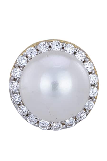 Buy_Sica Jewellery_White Stones 925 Silver Pearl Earrings _Online_at_Aza_Fashions