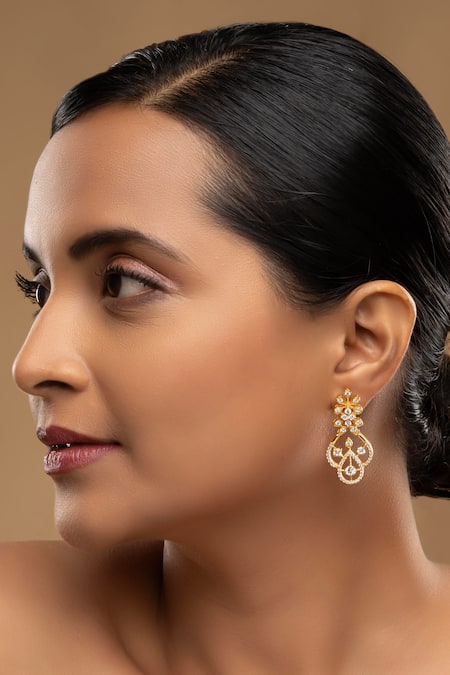 Sica Jewellery White Imitation Diamonds 925 Silver Camomile Earrings