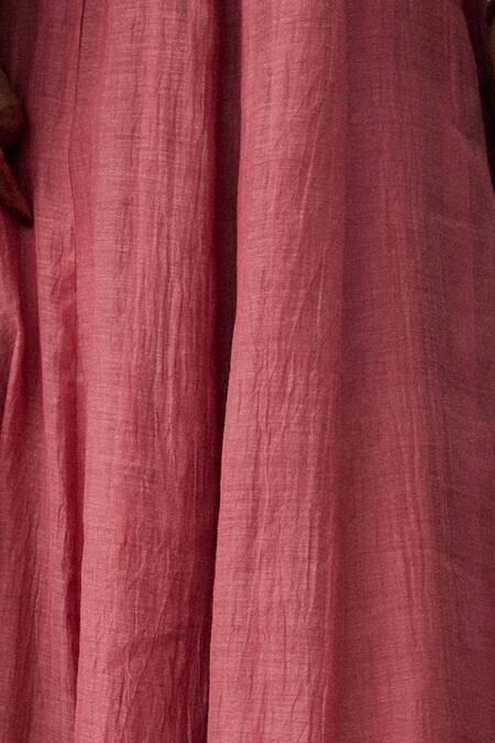 Buy_Pants And Pajamas_Pink Chanderi Embroidery Round Neck Designer Anarkali _Online_at_Aza_Fashions