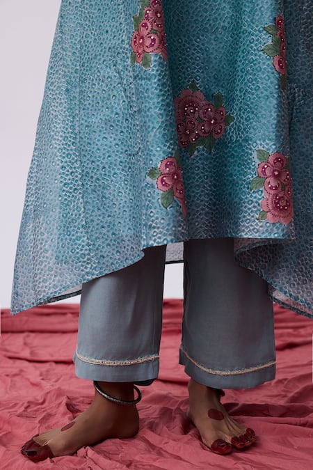 Pants And Pajamas Blue Cotton, Silk Round Neck Kurta Pant Set at Aza Fashions Pants And Pajamas_Blue Cotton, Silk Round Neck Kurta Pant Set _at_Aza_Fashions