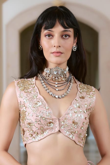Paulmi And Harsh Pink Organza Sequins, Embroidery Lehenga Set Online at Aza Fashions Paulmi And Harsh_Pink Organza Sequins, Embroidery Lehenga Set _Online_at_Aza_Fashions