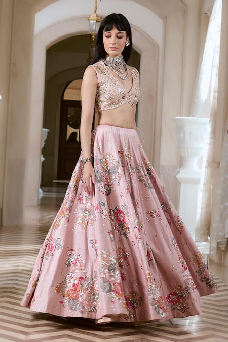 Buy Paulmi And Harsh Pink Organza Sequins, Embroidery Lehenga Set Online at Aza Fashions Buy_Paulmi And Harsh_Pink Organza Sequins, Embroidery Lehenga Set _Online_at_Aza_Fashions