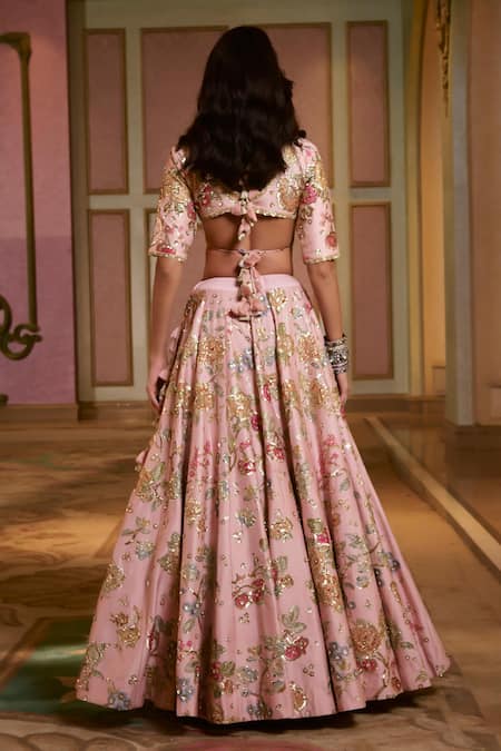 Paulmi And Harsh Floral Embroidered Lehenga Set 