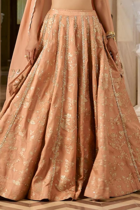 Buy_Paulmi And Harsh_Silver Jacquard, Shantoon, Organza Embroidery Onion Pink Zardozi Lehenga Set _Online_at_Aza_Fashions