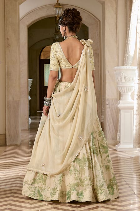 Paulmi And Harsh Ivory Printed Lehenga Set 