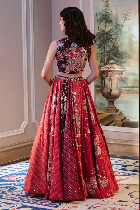 Paulmi And Harsh Multi Color Hand Embroidered Lehenga Set 