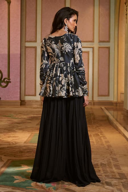 Paulmi And Harsh Floral Peplum Top & Palazzo Set 