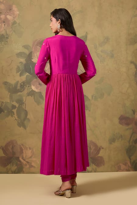 House Of TA-YA Pink Sequined Kurta Chudidar Set 