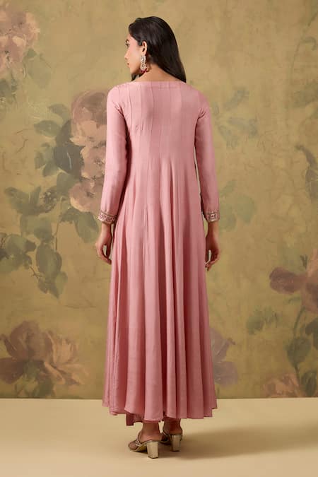 House Of TA-YA Pink Muslin Anarkali & Chudidaar Set 