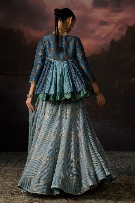 Swatti Kapoor Farah Floral Woven Peplum Top & Skirt Set 