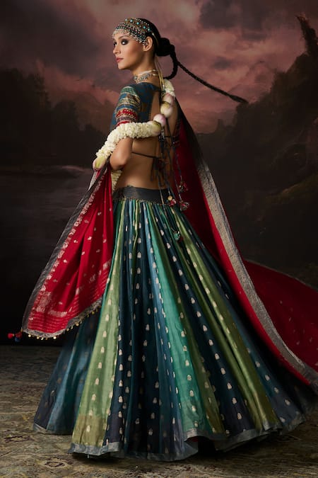Shop_Swatti Kapoor_Blue Zari Inaya Floral Woven Lehenga _Online_at_Aza_Fashions