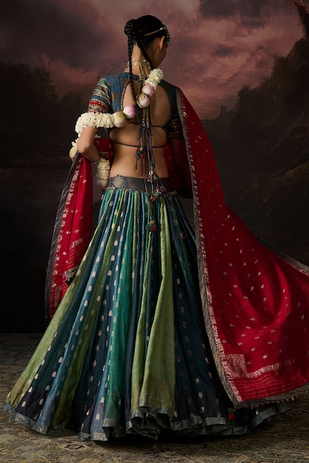 Shop_Swatti Kapoor_Red Zari Soha Embroidered Dupatta _at_Aza_Fashions