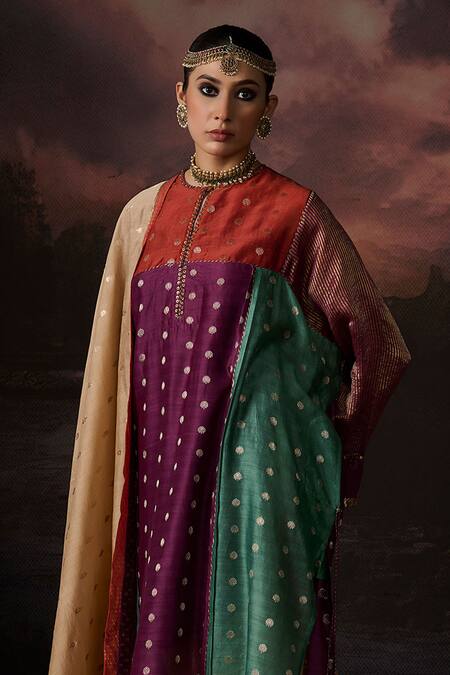 Shop Swatti Kapoor Multi Color Chanderi Embroidery Ela Floral Woven Dupatta at Aza Fashions Shop_Swatti Kapoor_Multi Color Chanderi Embroidery Ela Floral Woven Dupatta _at_Aza_Fashions