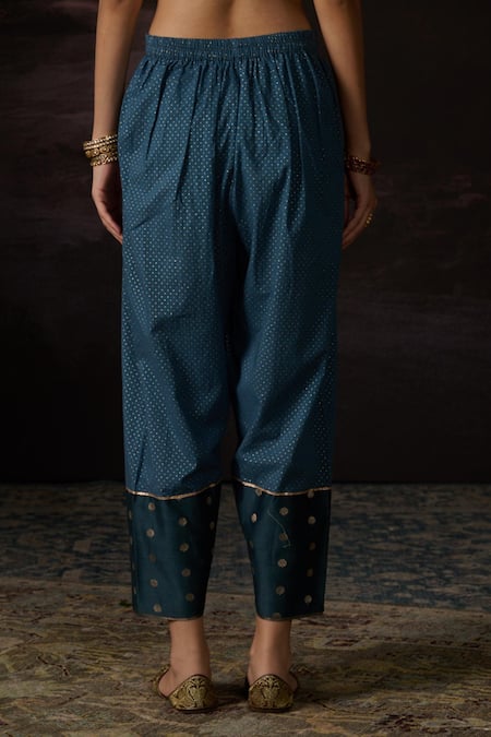 Swatti Kapoor_Blue Zari Tuba Woven Salwar _Online_at_Aza_Fashions