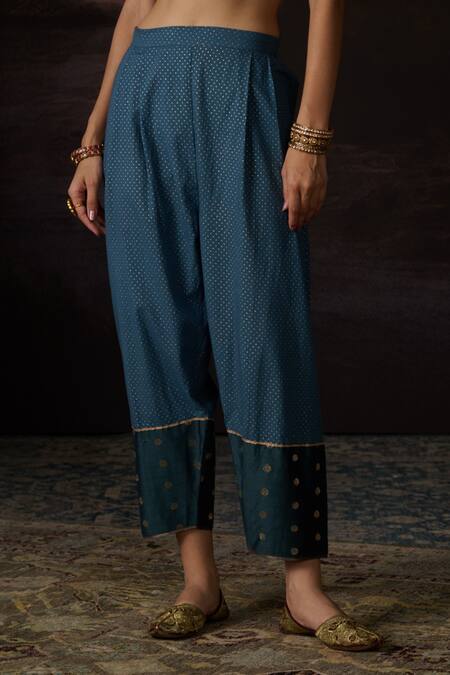 Buy_Swatti Kapoor_Blue Zari Tuba Woven Salwar _Online_at_Aza_Fashions
