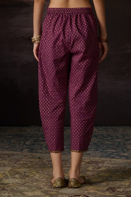 Buy_Swatti Kapoor_Purple Cotton Wania Pant _Online_at_Aza_Fashions