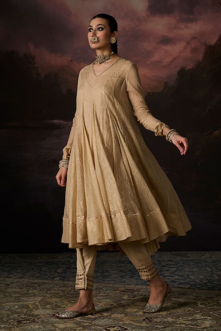 Swatti Kapoor Daania Stripe Woven Anarkali 