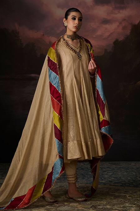 Shop_Swatti Kapoor_Gold Cotton Embroidery Kunz Woven Pant 