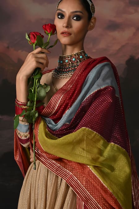 Swatti Kapoor_Multi Color Kabir Polka Dot Woven Dupatta _Online_at_Aza_Fashions