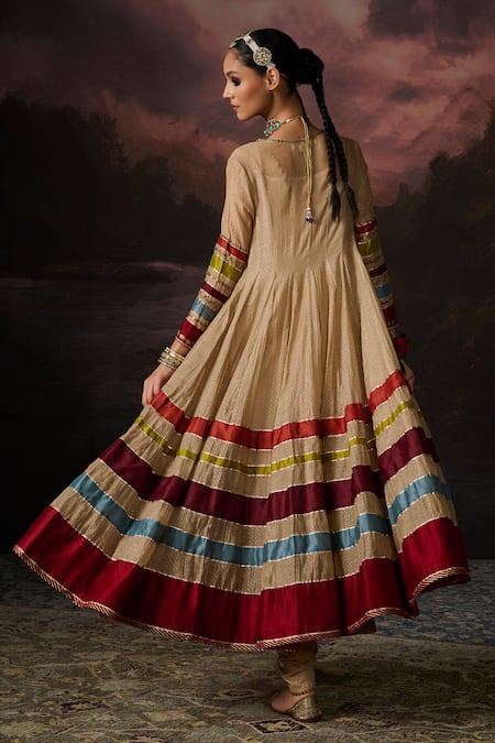 Swatti Kapoor_Gold Cotton, Lycra Iffat Plain Churidar _Online_at_Aza_Fashions