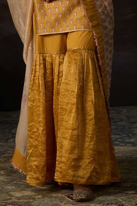 Buy Swatti Kapoor Yellow Zari Sahil Woven Gharara Online at Aza Fashions Buy_Swatti Kapoor_Yellow Zari Sahil Woven Gharara _Online_at_Aza_Fashions