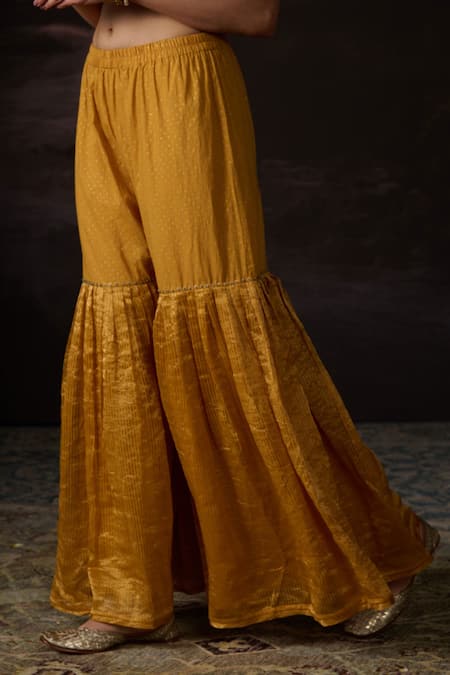 Swatti Kapoor Yellow Cotton, Chanderi Round Neck Ayaan Floral Print Kurta Set Online at Aza Fashions Swatti Kapoor_Yellow Cotton, Chanderi Round Neck Ayaan Floral Print Kurta Set _Online_at_Aza_Fashions