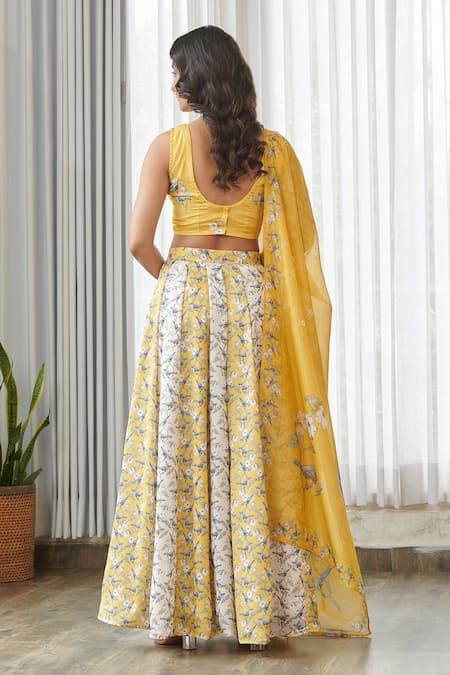 Pasha India Kesar Yellow Kali Lehenga Set 